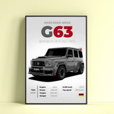 Mercedes Benz G63 poster by Dripster featuring a detailed illustration of the black Brabus Rocket 900 SUV
